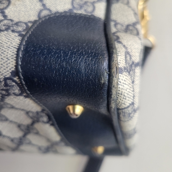 GUCCI VINTAGE BLUE MONGRAM OPHIDIA BOSTON BAG.,AUTHENTIC. - Picture 9 of 17